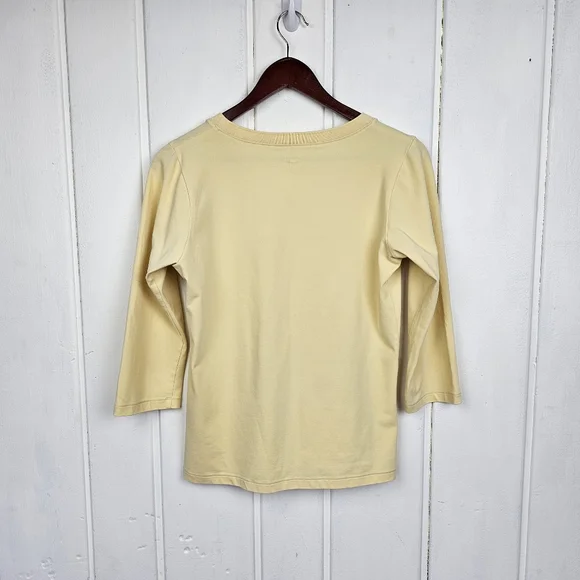 Patagonia Yellow Organic Cotton V Neck 3/4 Sleeve Basic Top Women's Medium - Picture 7 of 10
